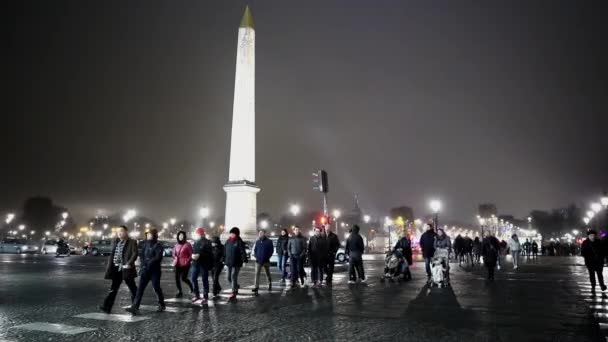 Beroemde Obelisk op de Place de la Concorde - Parijs, Frankrijk — Stockvideo