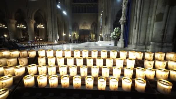 Широкий кут пострілу собору Паризької Богоматері у Парижа - Париж, Франція — стокове відео
