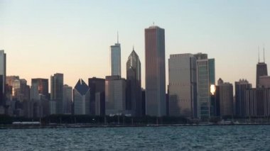 Chicago manzarası gün batımında - Chicago, Illinois/ABD