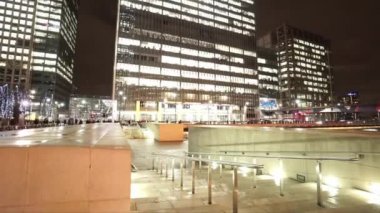 Canary Wharf Londra Modern buidings gece - Londra, İngiltere