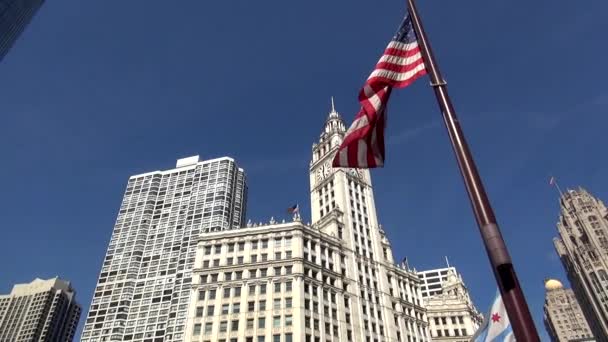 Wrigley Building Chicago - CHICAGO, ILLINOIS / USA — стоковое видео