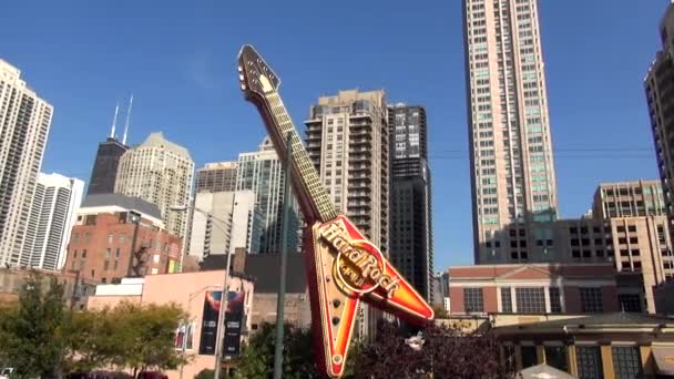 硬摇滚咖啡厅吉他芝加哥-芝加哥，伊利诺伊州/美国 — 图库视频影像
