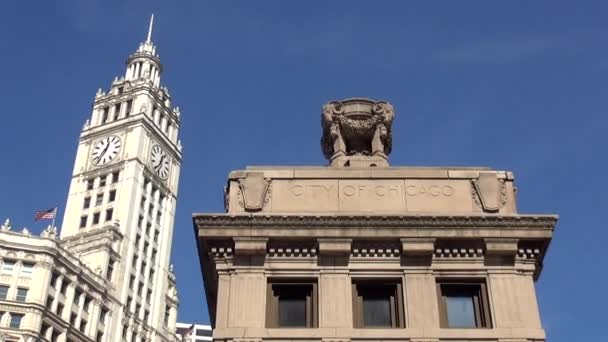Міста Чикаго Wrigley будівлі - Чикаго, Іллінойс/США — стокове відео