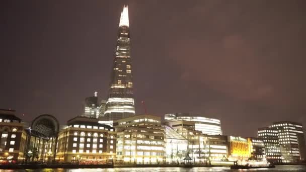 "Shard" gece ve Londra manzarası - Londra, İngiltere — Stok video