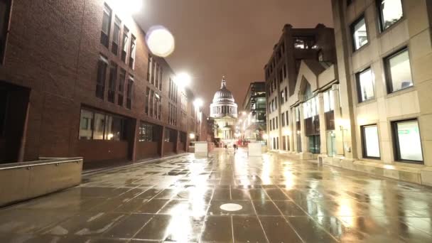 之夜-英国伦敦圣保罗大教堂 — 图库视频影像