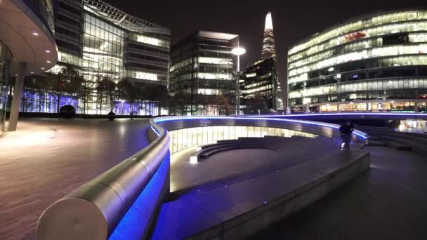 The Scoop from More London Riverside by night  - LONDON, ENGLAND — Stock Video