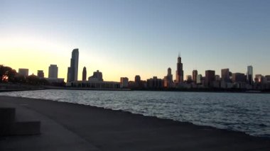 Chicago manzarası gün batımında - Chicago, Illinois/ABD