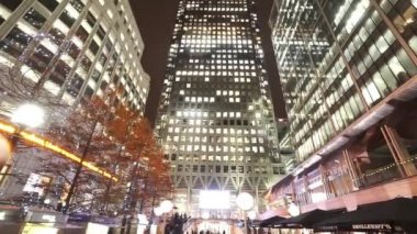 Canary Wharf Londra Modern buidings gece - Londra, İngiltere