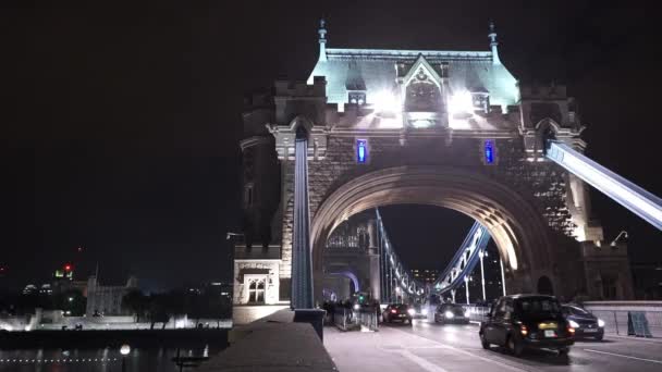 London Tower Bridge by night  - LONDON, ENGLAND — Stock Video