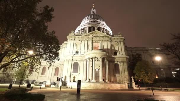 Собор Святого Паулс вночі - Лондон, Англія — стокове відео