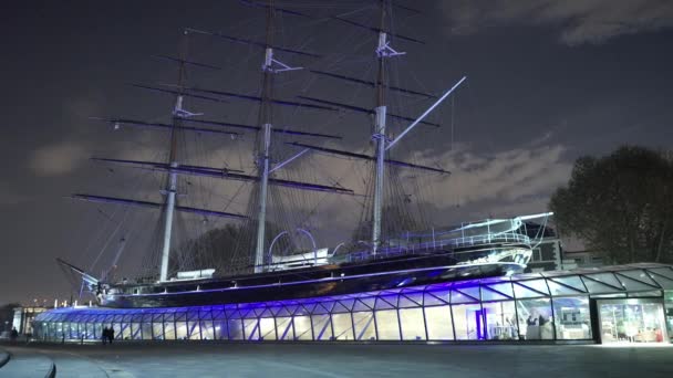 卡蒂萨克号旧帆船航行格林威治伦敦-伦敦英国 — 图库视频影像