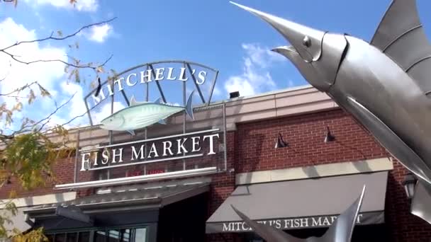 Mitchells рибний ринок в Ньюпорт pier - Ньюпорт, Кентуккі США — стокове відео