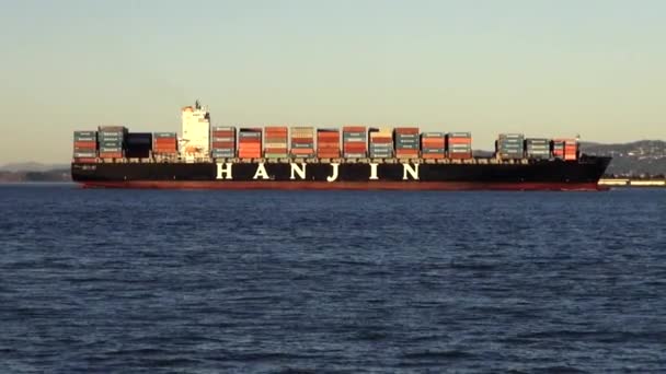 Hanjin судно-Контейнеровоз в San Francisco - San Francisco — стокове відео