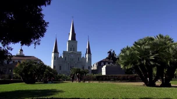 Kathedraal van St. Louis de kathedraal basiliek van Saint Louis New Orleans, Louisiana, VS — Stockvideo