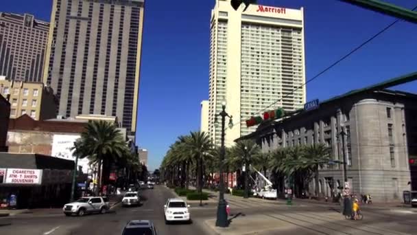 New Orleans famous Canal Street NEW ORLENS, LOUISIANA USA — стоковое видео
