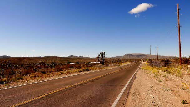 Lange und leere Straße durch die Wüste von Arizona . — Stockvideo