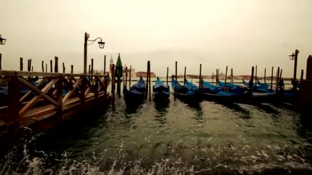 Venetian gondolas - Venice, Venezia — Stock Video