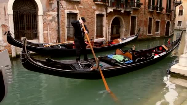 Gondel over het canal - Venezia, Venetië, Venezia - Venetië — Stockvideo