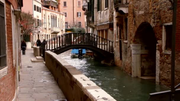 Kanal - Venedik, Venezia köprü — Stok video