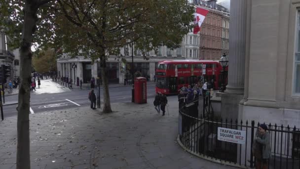 Trafalgar Square street corner - Londen, Engeland — Stockvideo