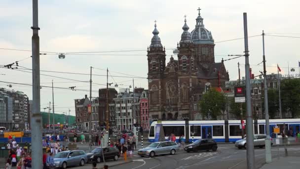 St Nicolas kerk in Amsterdam — Stockvideo