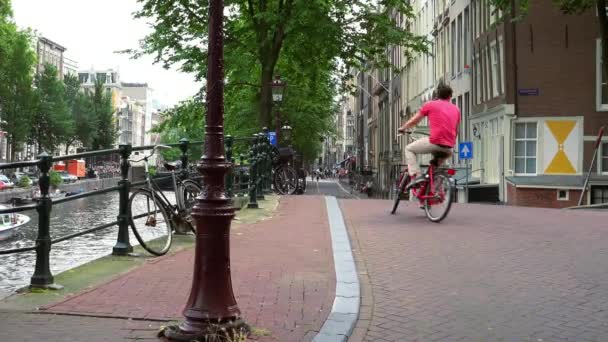 Romantico Leidsegracht ad Amsterdam location del film The Fault nelle nostre stelle — Video Stock