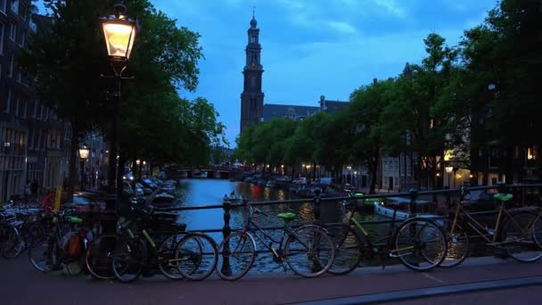 Great evening shot of Amsterdam — Stock Video
