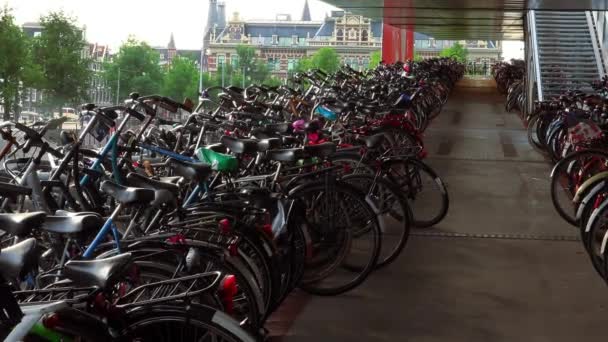Амстердам город велосипедов — стоковое видео