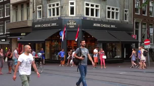 Kaas Shop Amsterdam wereldberoemde kaasmarkt van Holland — Stockvideo