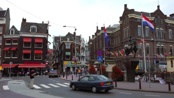 Typische mening van de straat van Amsterdam — Stockvideo