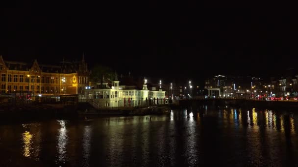 Amsterdam bij nacht — Stockvideo