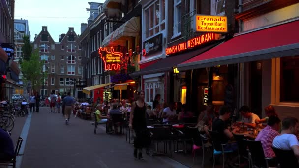 Restaurants en cafés van de straat in Amsterdam — Stockvideo