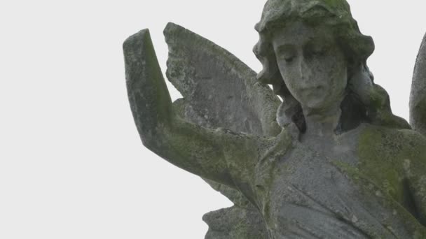 Gamla sten angel staty — Stockvideo