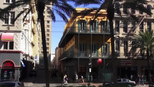 New Orleans piękne budynki na Canal Street Nowego Orleanu w stanie Luizjana — Wideo stockowe