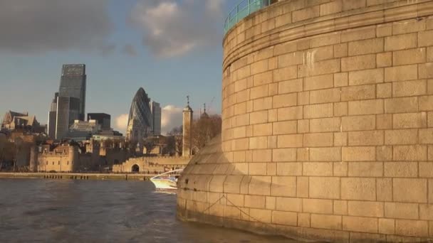 Cruising under Tower Bridge London — Stockvideo