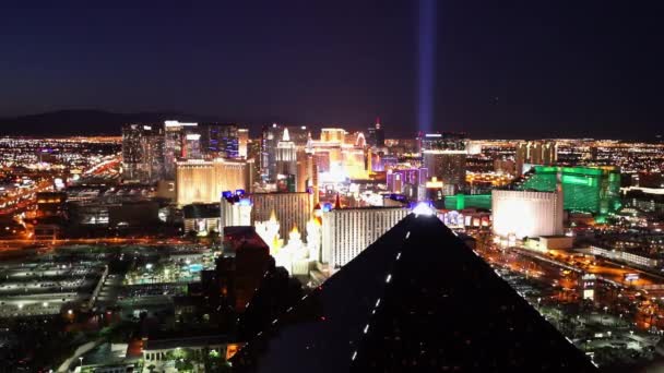 Fantástico Las Vegas à noite - tiro aéreo Las Vegas EUA — Vídeo de Stock