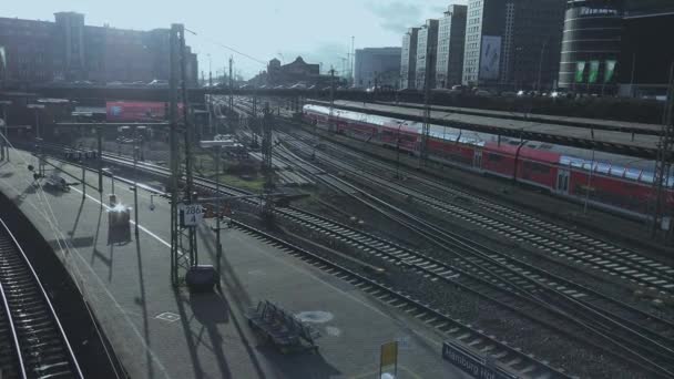 Hamburg Central station havadan görünümü Hamburg Almanya — Stok video