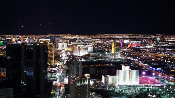 Las Vegas şehir ışıkları gece Las Vegas ABD — Stok video