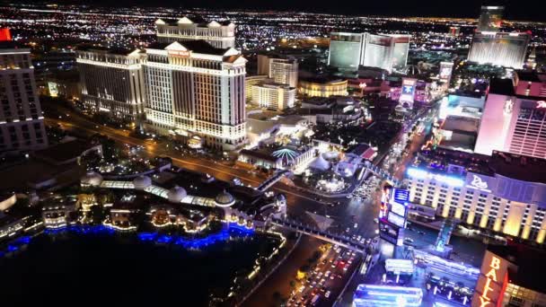 Wonderful Las Vegas Strip at night aerial shot Las Vegas USA — Stock Video