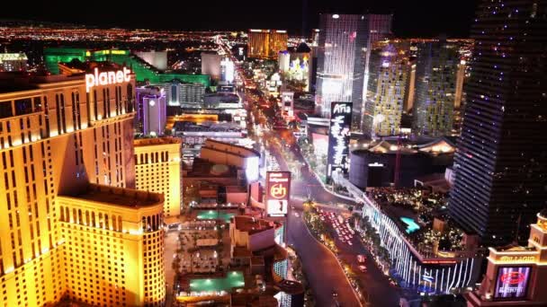 Wunderbarer nächtlicher Blick auf den Las Vegas Boulevard - Las Vegas, Nevada / USA — Stockvideo
