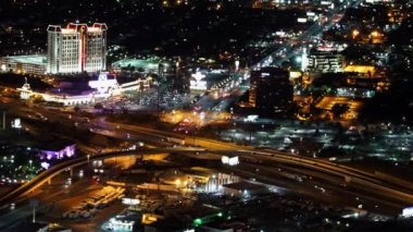 Gece havadan görünümü ile Renkli Las Vegas - Las Vegas, Nevada / Amerika