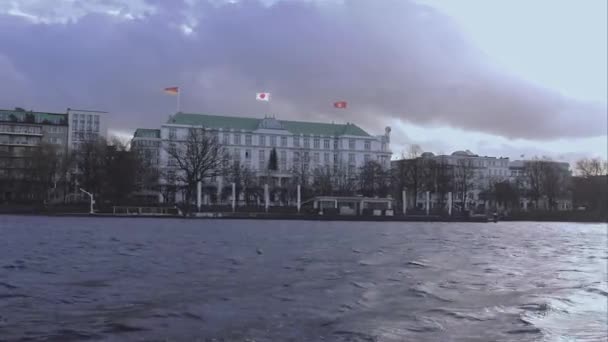 Famous Atlantic Hotel at Alster river Hamburg Hamburg Germany — Stock Video