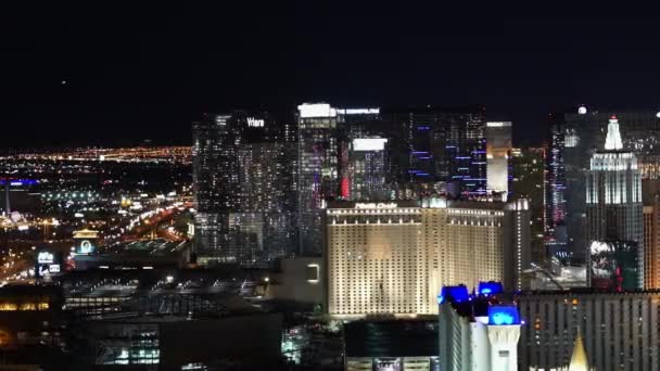 Las Vegas Hotels by night - great aerial view - LAS VEGAS, NEVADA / USA — Vídeo de Stock