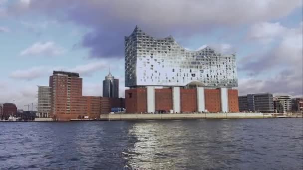 Vista maravilhosa sobre Elbphilharmonie Hamburgo Hamburgo Alemanha — Vídeo de Stock