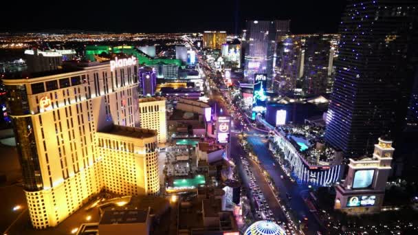 Indrukwekkende brede Angel Aerial shot van Las Vegas Strip-Las Vegas, Nevada/USA — Stockvideo