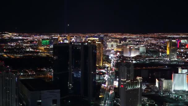 Las Vegas aerial shot of the strip by night - LAS VEGAS, NEVADA / USA — стоковое видео
