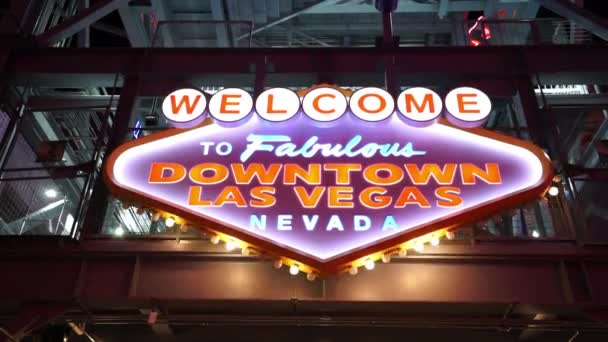 Welkom bij Fabulous downtown Las Vegas-Las Vegas, Nevada/USA — Stockvideo