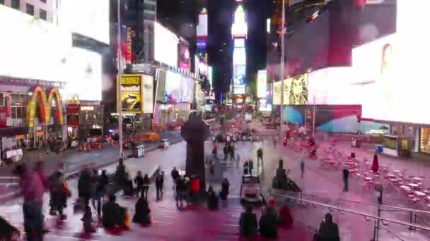 Times Square Manhattan New York - Zeitraffer-Aufnahme in der Nacht — Stockvideo