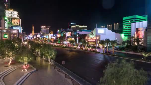 Καταπληκτικό Las Vegas Boulevard στο Χρονοεγγραφή νύχτα πυροβολισμό — Αρχείο Βίντεο