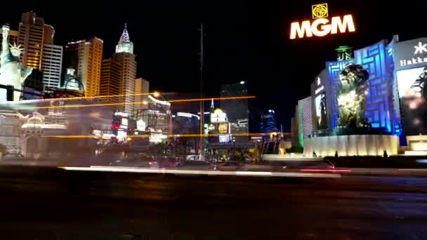 Erstaunliche Las Vegas Boulevard in der Nacht Zeitraffer-Aufnahme — Stockvideo